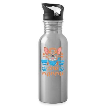Chihuahua Père Chien Papa Pour Papa - Gourde avec paille intégrée - argent clair - Droite