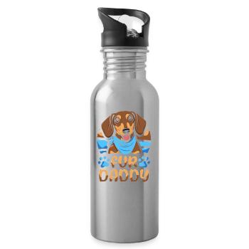Dachshund Dachshund Father Dog Dad For Daddy - Water bottle with straw - silver - Right