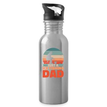 Eisfischen Eisangeln Vater - Trinkflasche mit integriertem Trinkhalm - Lightsilver - Rechts