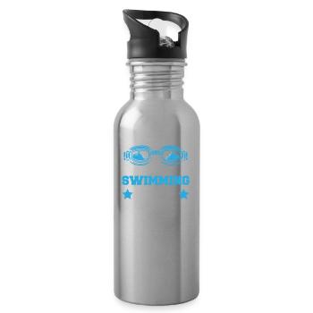 Schwimmen Schwimmer Vater Just A Swimming Dad - Trinkflasche mit integriertem Trinkhalm - Lightsilver - Rechts