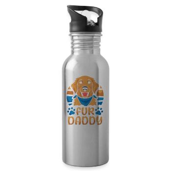Golden Retriever Father Dog Dad For Daddy - Water bottle with straw - silver - Right