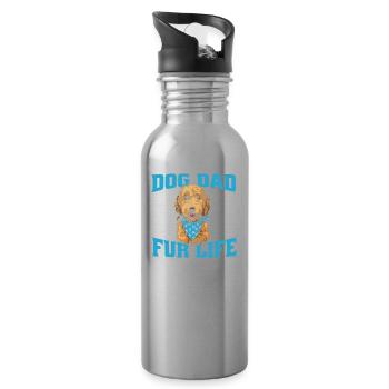 Golden Doodle Dog Dad Fur Life - Trinkflasche mit integriertem Trinkhalm - Lightsilver - Rechts
