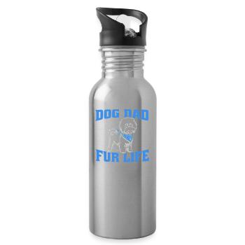 Bichon Frize Dog Dad For Life - Water bottle with straw - silver - Right