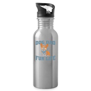 Corgi Dog Dad Fur Life - Trinkflasche mit integriertem Trinkhalm - Lightsilver - Rechts