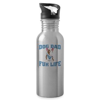 Bull Terrier Dog Dad Fur Life - Trinkflasche mit integriertem Trinkhalm - Lightsilver - Rechts