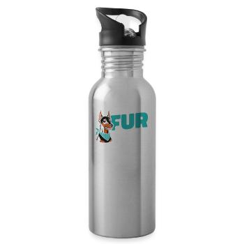Doberman Dog Dad For Daddy - Water bottle with straw - silver - Right