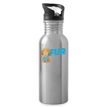 Golden Doodle Hundepapa Fur Daddy - Trinkflasche mit integriertem Trinkhalm - Lightsilver - Rechts