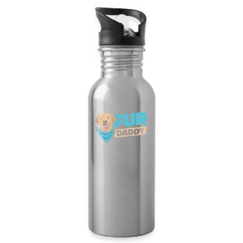 Labrador Dog Dad For Daddy - Water bottle with straw - silver - Right