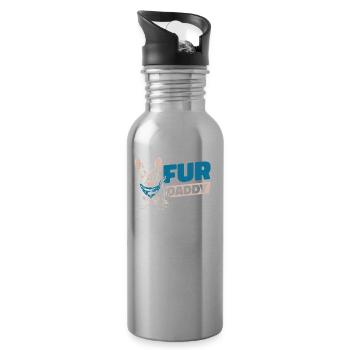 French Bulldog Dog Dad For Daddy - Water bottle with straw - silver - Right