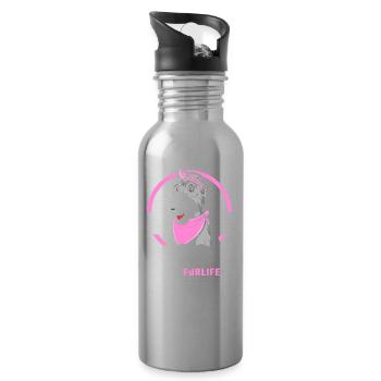 Irish Wolfhound Dog Aunt For Life - Water bottle with straw - silver - Right