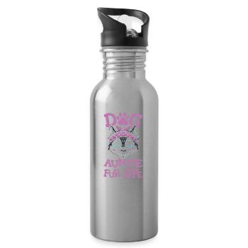 Siberian Husky Dog Aunt For Life - Water bottle with straw - silver - Right