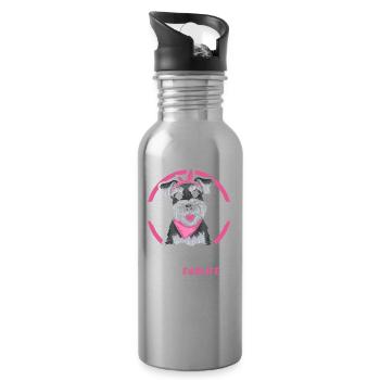 Schnauzer Dog Dog Aunt For Life - Water bottle with straw - silver - Right