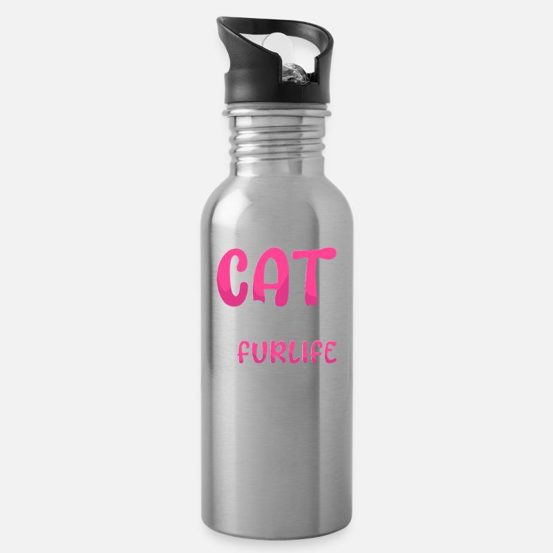 Cat Cat Aunt For Life - Water bottle with straw - silver