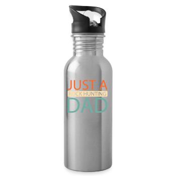 Geologist Stone Collector Just A Rock Hunting Dad - Water bottle with straw - silver - Right