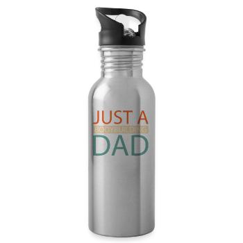 Bodybuilder Bodybuilding Just A Bodybuilding Dad - Water bottle with straw - silver - Right