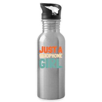 Saxophon Saxofon Just A Saxophone Girl - Water bottle with straw - silver - Right
