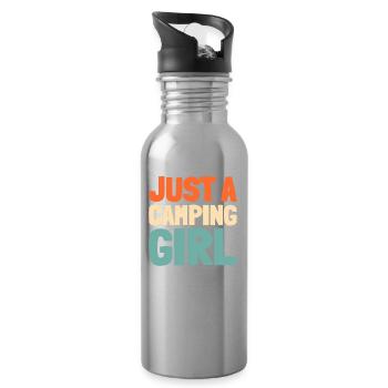 Tent Camping Camping Just A Camping Girl - Water bottle with straw - silver - Right