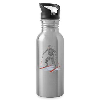 Skiing Après Ski Skiing Ninja - Water bottle with straw - silver - Right