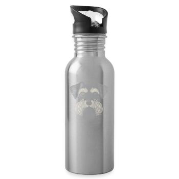 Schnauzer Fingerprint - Water bottle with straw - silver - Right