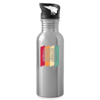 Bulldog Flower Book Reader Floral Cottagecore - Water bottle with straw - silver - Right
