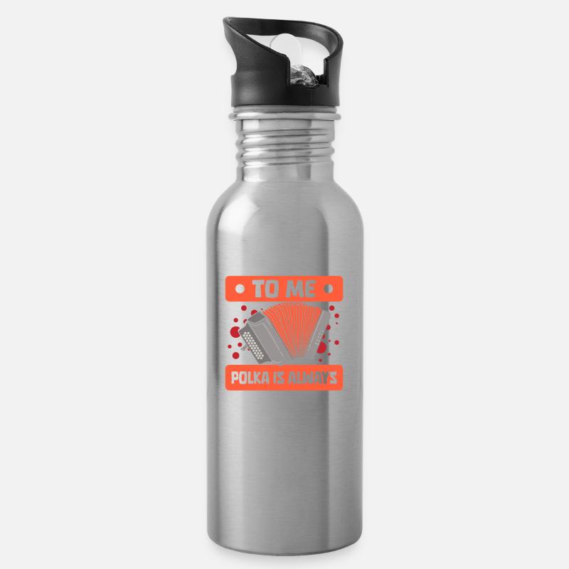 Akkordeon - Trinkflasche mit integriertem Trinkhalm - Lightsilver