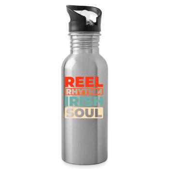 Irish Dance Irischer Tanz - Trinkflasche mit integriertem Trinkhalm - Lightsilver - Rechts