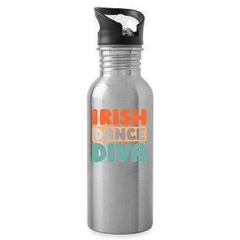 Irish Dance Irischer Tanz - Trinkflasche mit integriertem Trinkhalm - Lightsilver - Rechts