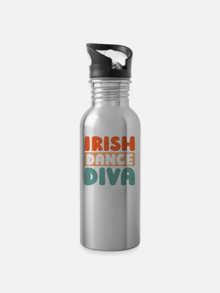Irish Dance Irischer Tanz - Trinkflasche mit integriertem Trinkhalm - Lightsilver