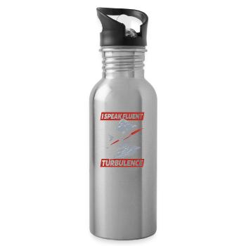 Flight Attendant Stewardess - Water bottle with straw - silver - Right