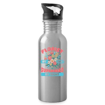Florist Floristik Floristin - Trinkflasche mit integriertem Trinkhalm - Lightsilver - Rechts