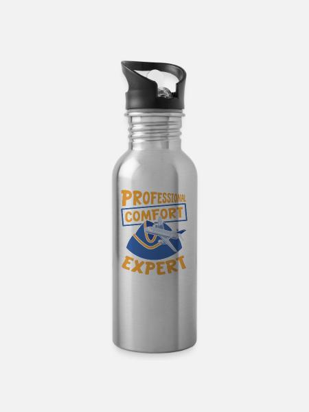 Flugbegleiter Stewardess - Trinkflasche mit integriertem Trinkhalm - Lightsilver