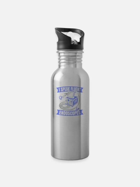 Endoscopy Technician - Water bottle with straw - silver