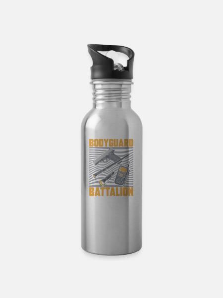 Leibwächter Team - Trinkflasche mit integriertem Trinkhalm - Lightsilver