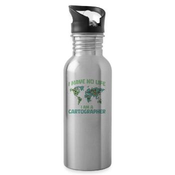 Kartograph - Trinkflasche mit integriertem Trinkhalm - Lightsilver - Rechts
