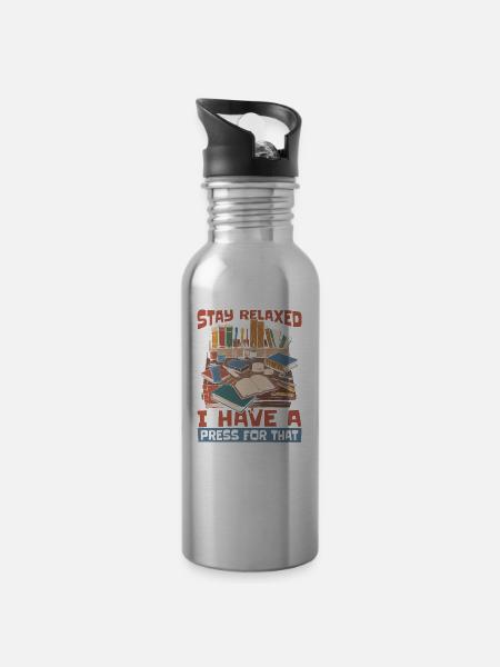 Buchbinder - Trinkflasche mit integriertem Trinkhalm - Lightsilver