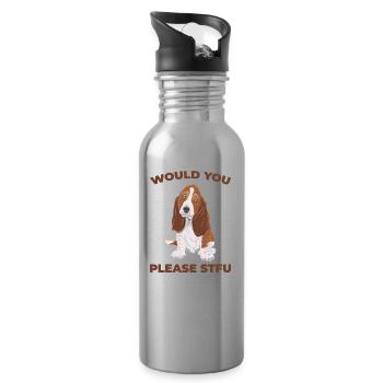 Bassett Dog tais-toi s’il te plaît Tais-toi - Gourde avec paille intégrée - argent clair - Droite
