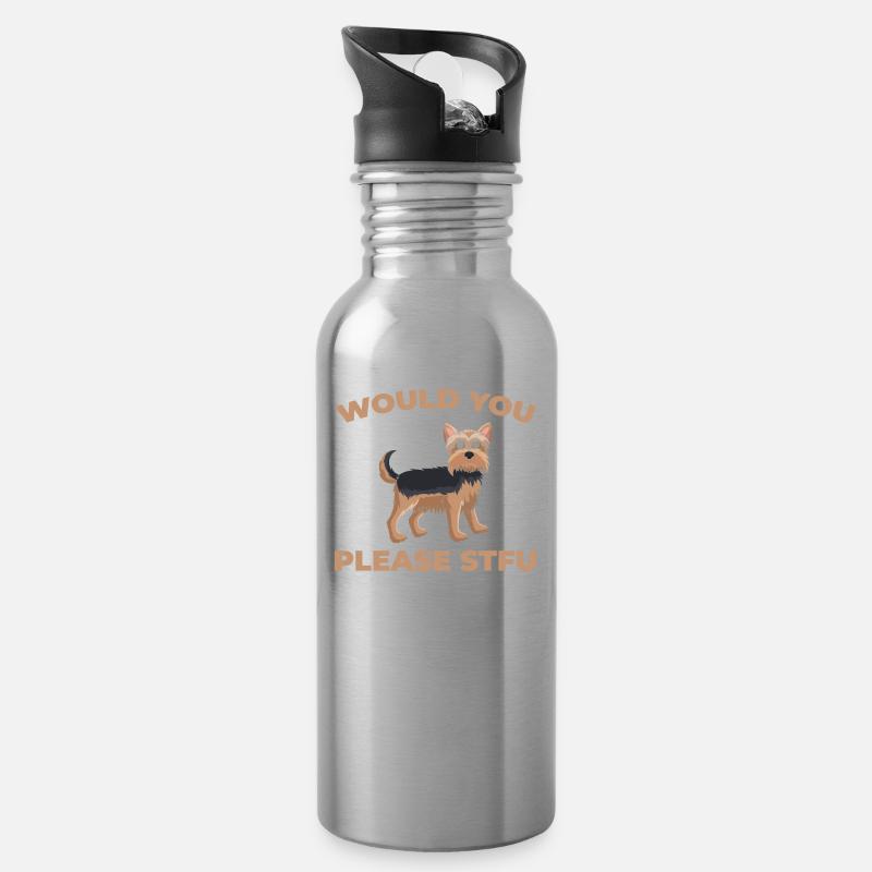 Yorkshire Terrier Stfu Would You Please Shut Up - Trinkflasche mit integriertem Trinkhalm - Lightsilver
