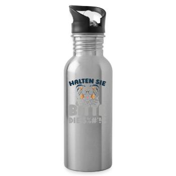 Papillon Halten Sie Bitte Die Fresse - Trinkflasche mit integriertem Trinkhalm - Lightsilver - Rechts