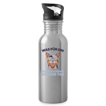 Australischer Rinderhund - Trinkflasche mit integriertem Trinkhalm - Lightsilver - Rechts