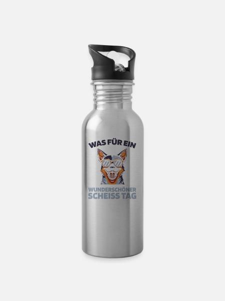 Australischer Rinderhund - Trinkflasche mit integriertem Trinkhalm - Lightsilver