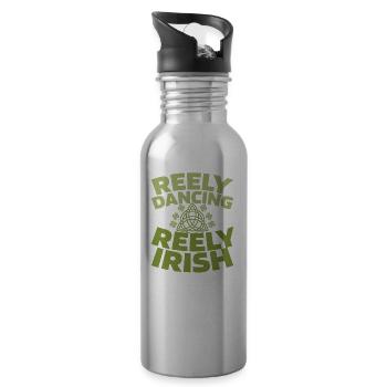 Irish Dance Irischer Tanz - Trinkflasche mit integriertem Trinkhalm - Lightsilver - Rechts
