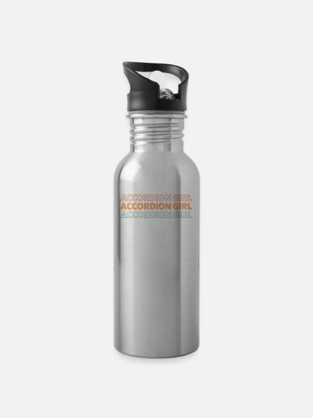Akkordeon - Trinkflasche mit integriertem Trinkhalm - Lightsilver