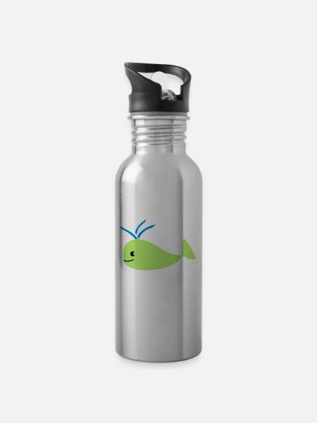 whale - Trinkflasche mit integriertem Trinkhalm - Lightsilver