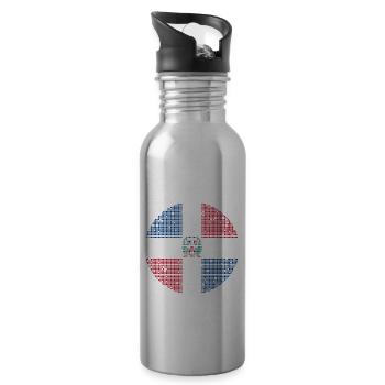Dominikanische Republik Flagge Dom Rep Fahne Reise - Trinkflasche mit integriertem Trinkhalm - Lightsilver - Rechts