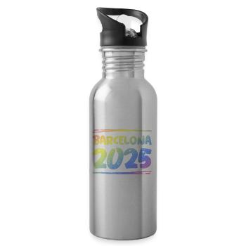 Barcelona 2025 Bunt - Trinkflasche mit integriertem Trinkhalm - Lightsilver - Rechts