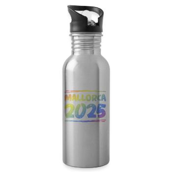 Mallorca 2025 Bunt - Trinkflasche mit integriertem Trinkhalm - Lightsilver - Rechts