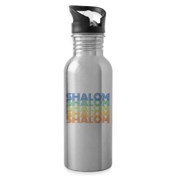 Retro Vintage Shalom Jüdische Weihnachtsgeschenke - Trinkflasche mit integriertem Trinkhalm - Lightsilver - Rechts