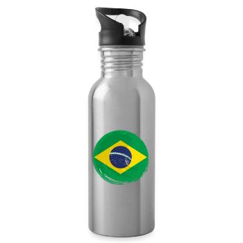 Brazil Flag Brazilian Flag South America - Water bottle with straw - silver - Right
