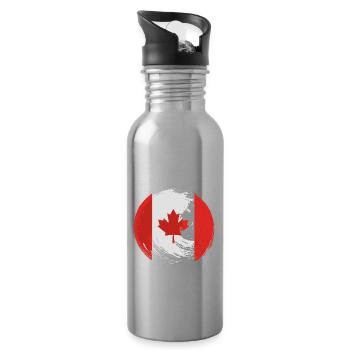 Canada Flag Maple Leaf Canadian Flag Canada - Water bottle with straw - silver - Right