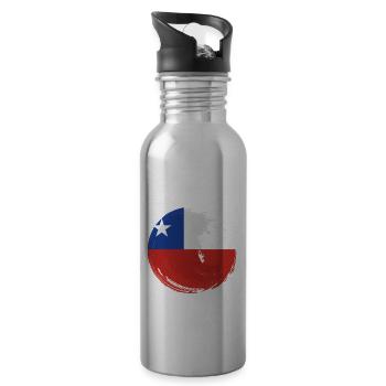 Chile Flagge Südamerika Chilenische Fahne Vintage - Trinkflasche mit integriertem Trinkhalm - Lightsilver - Rechts